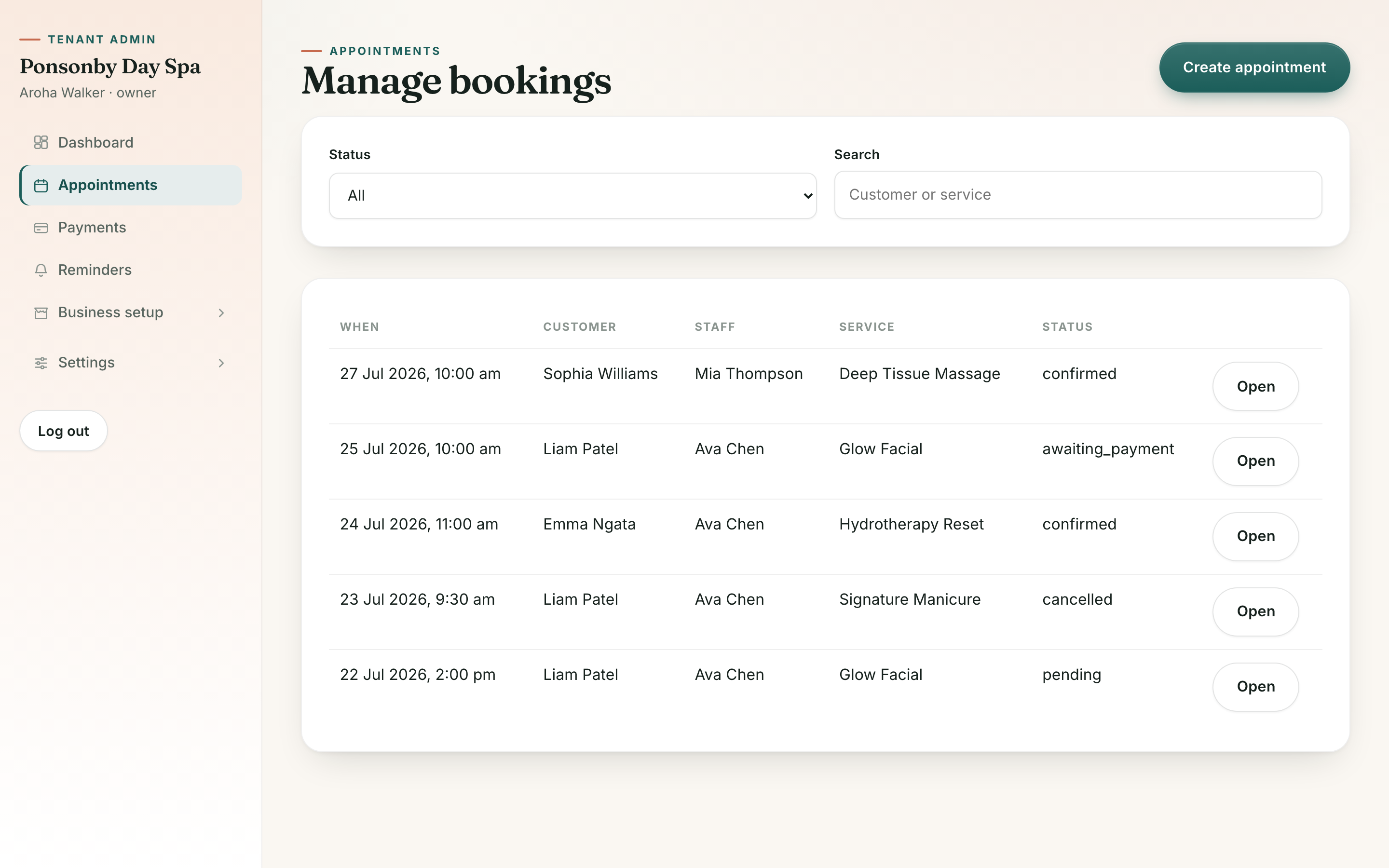 BookEase Multi-Tenant Booking Platform screenshot 7